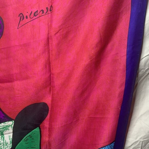 PICASSO Abstract Woman Silk Scarf 33.5” Square Vintage - Picture 4 of 7